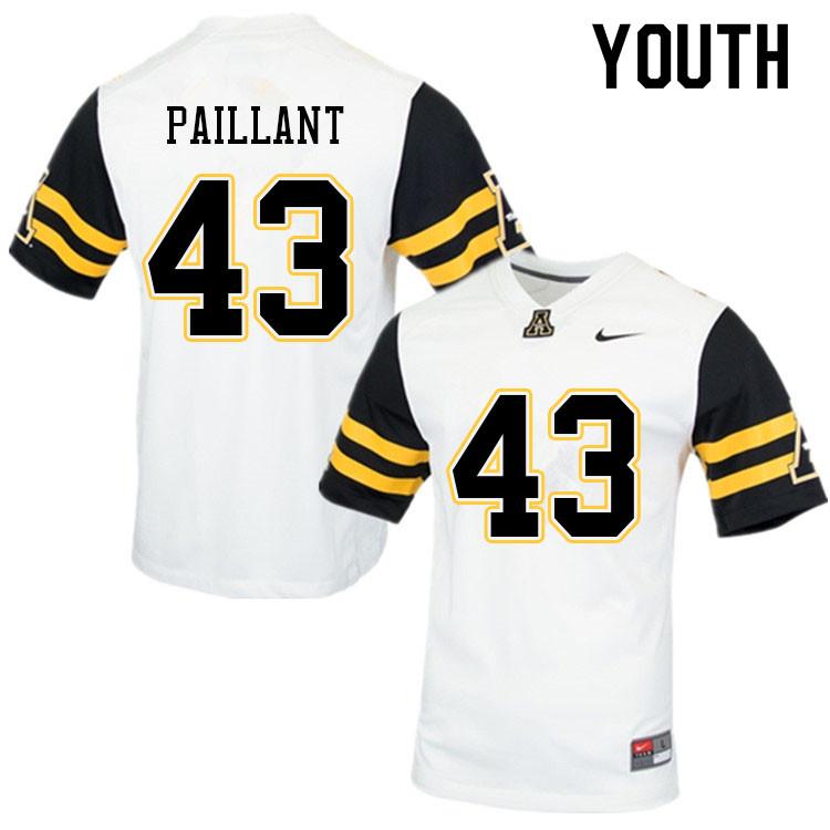 Youth #43 Hansky Paillant Appalachian State Mountaineers College Football Jerseys Sale-White - Click Image to Close